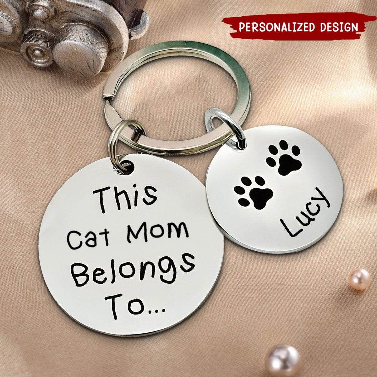 Pet Lovers - This Cat Mom Dog Mom Belongs To - Personalized Keychain