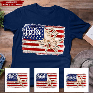 Mom Grandma Dad Papa Flag Independence Day Personalized Unisex T-Shirt