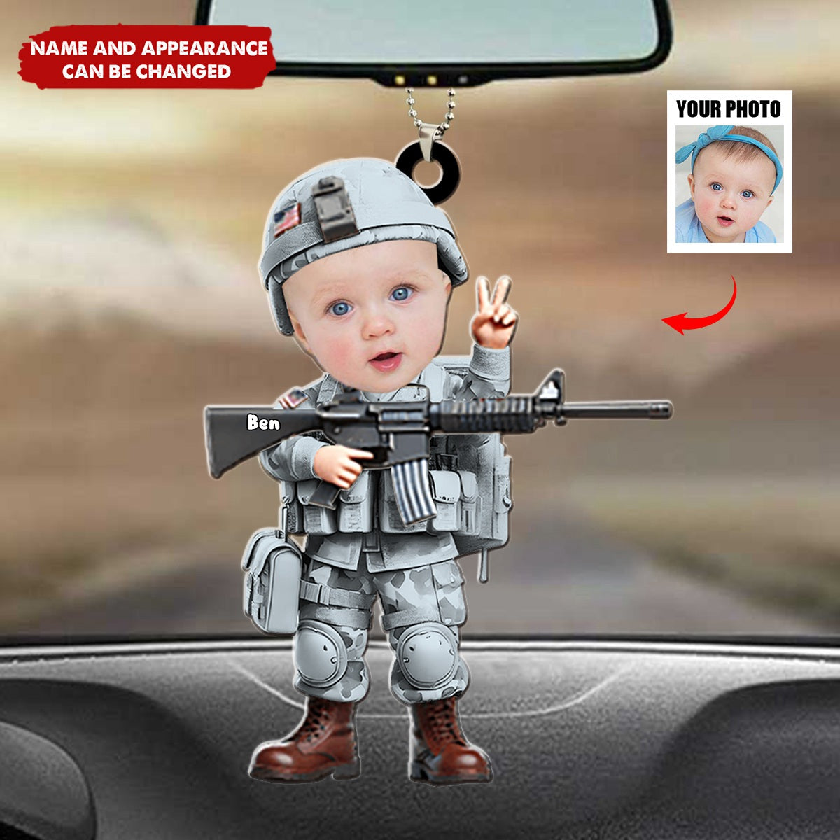 Custom Photo Gifts For Military Kid Car Ornament