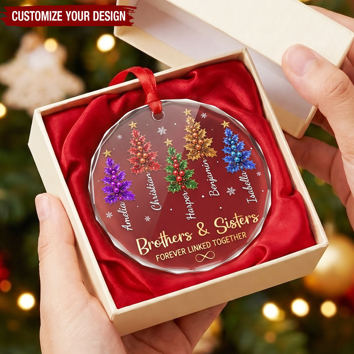 Custom Circle Glass Ornament - Personalized Christmas Birthday Gifts - United In Pure Love