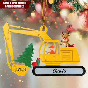 Personalized Christmas Excavator Construction Ornament