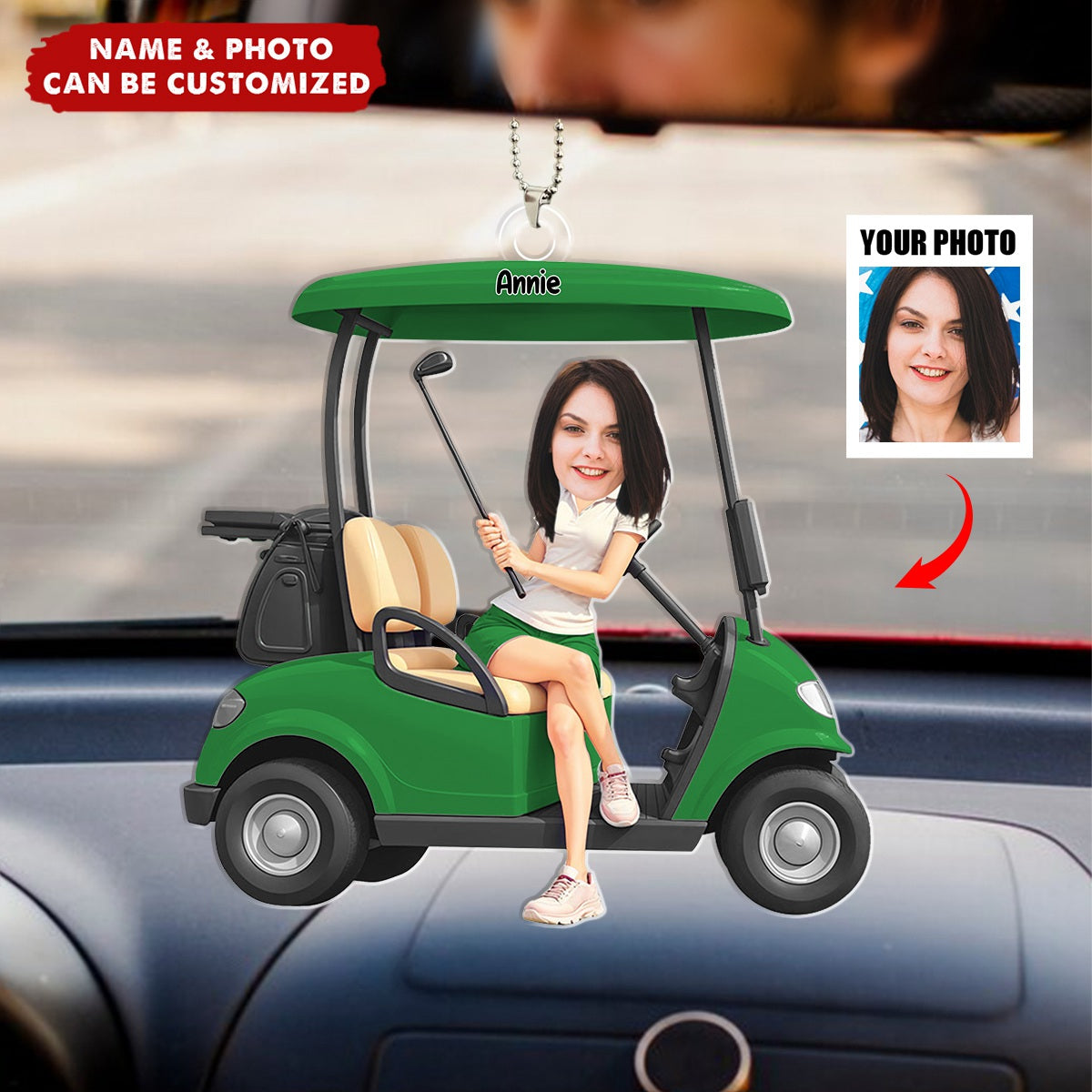 Custom Photo Lady Golfer Personalized Ornament