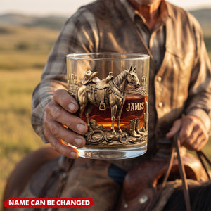 Horse Cowboy - Personalized Custom Whiskey Glass