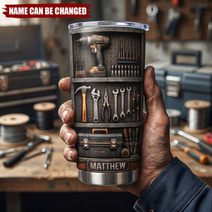 Hard Work Never Stops - Personalized Handyman Tumbler