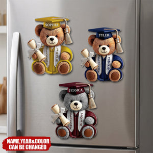 A Little Bear With Big Achievements - Personalized Acrylic Fridge Magnet, Gift for Graduation