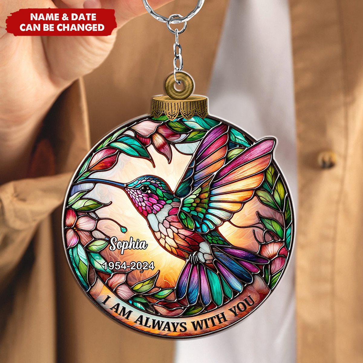 Memorial Hummingbird Personalized Acrylic Keychain