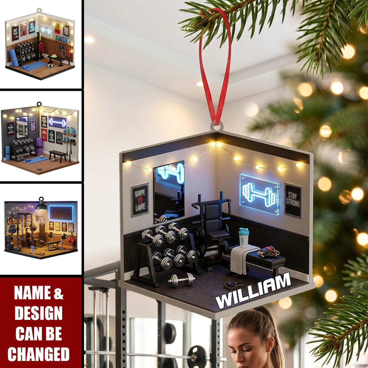 Personalized Fitness Christmas Ornament, Gift For Gym Lover, Workout Keepsake