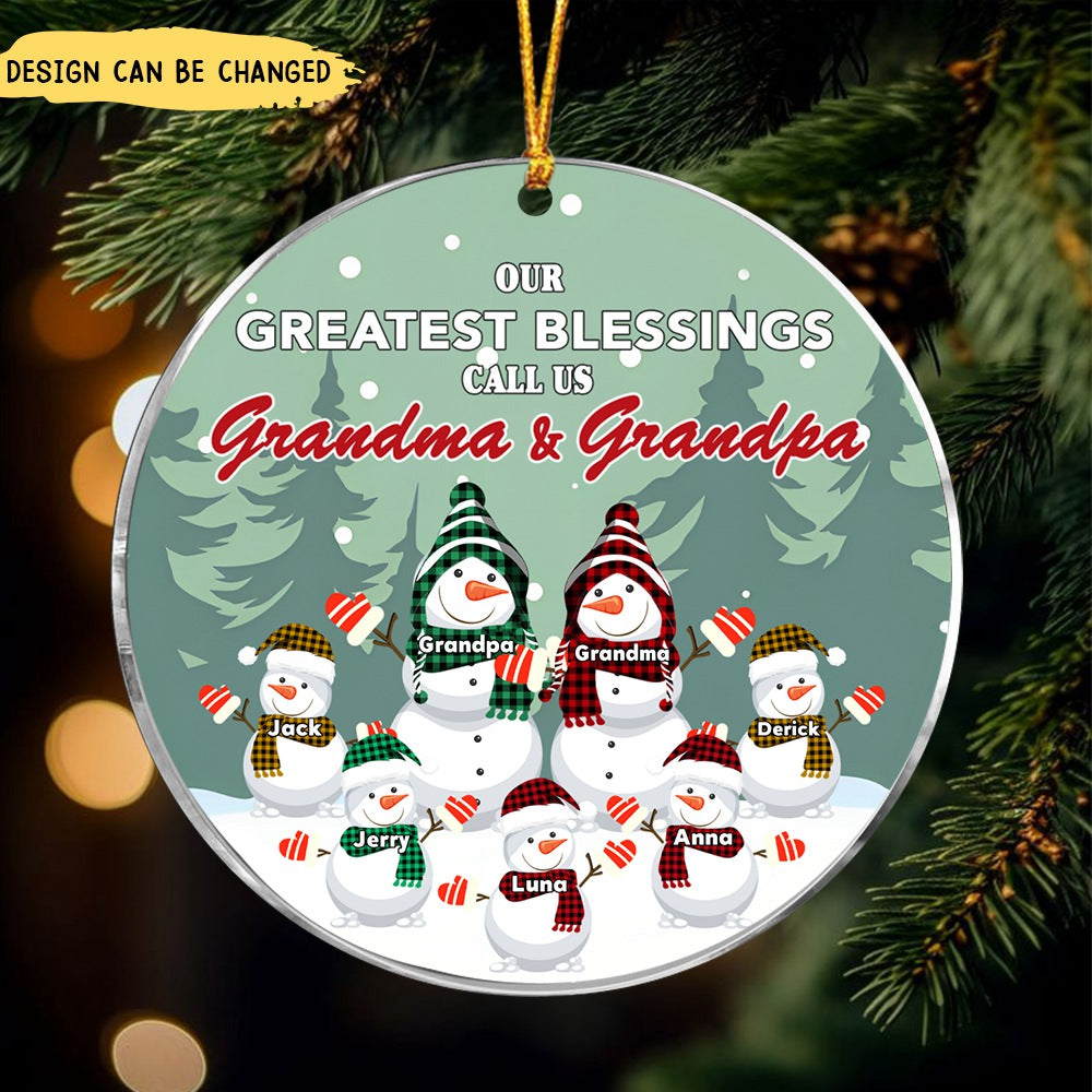 Family - Our Greatest Blessings Call Us Grandma And Grandpa - Personalized Circle Ornament