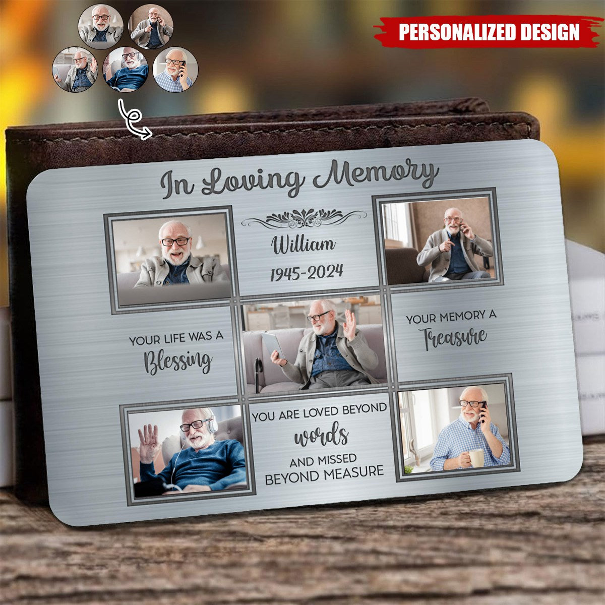 In Loving Memory Photo Frame Treasure - Personalized Stainless Steel Wallet Card