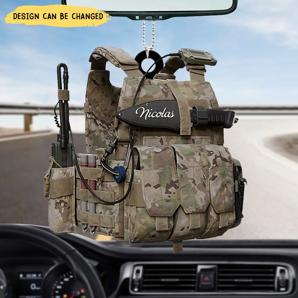 Tactical Vests Personalized Acrylic Ornament, Soldier Uniform, Military Accessories, Veteran Gift, Army Gift, Veteran Day Gift Idea