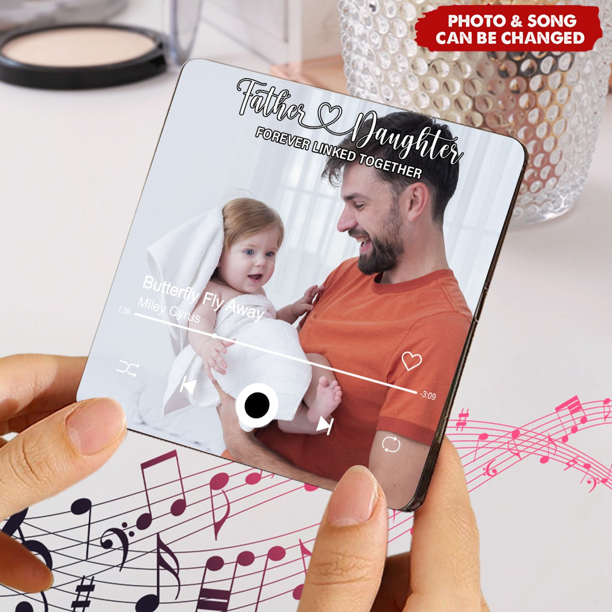 Custom Photo Family Forever Linked Together Music Fridge Magnet