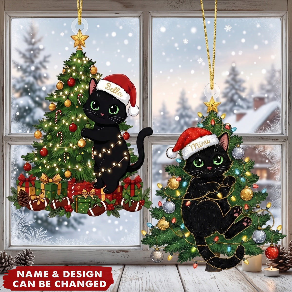 Black Cat – Personalized Acrylic Custom Shape Ornament