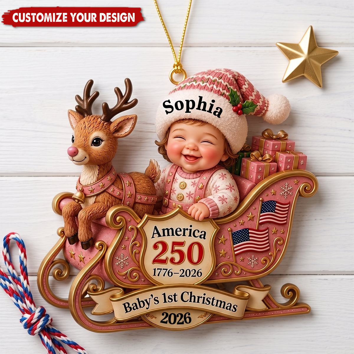 Baby's First Christmas Ornament – U.S. Semiquincentennial (250th Anniversary) 2026