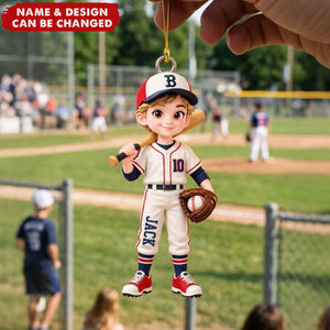 Personalized Baseball Player Ornament, Custom Youth Baseball Christmas Gift For Son