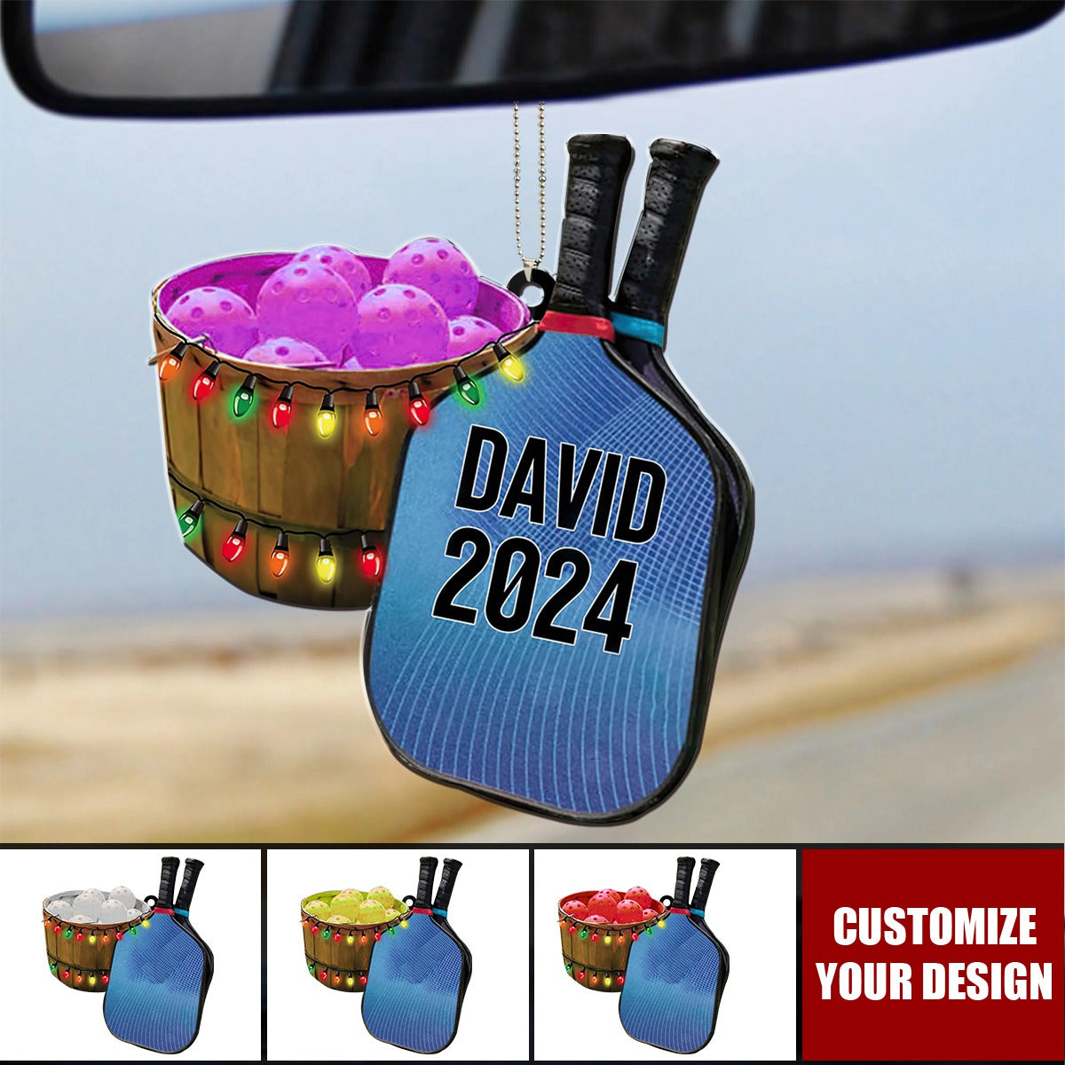 Personalized Pickleball Car Ornament - Pickleball Custom Car Ornament