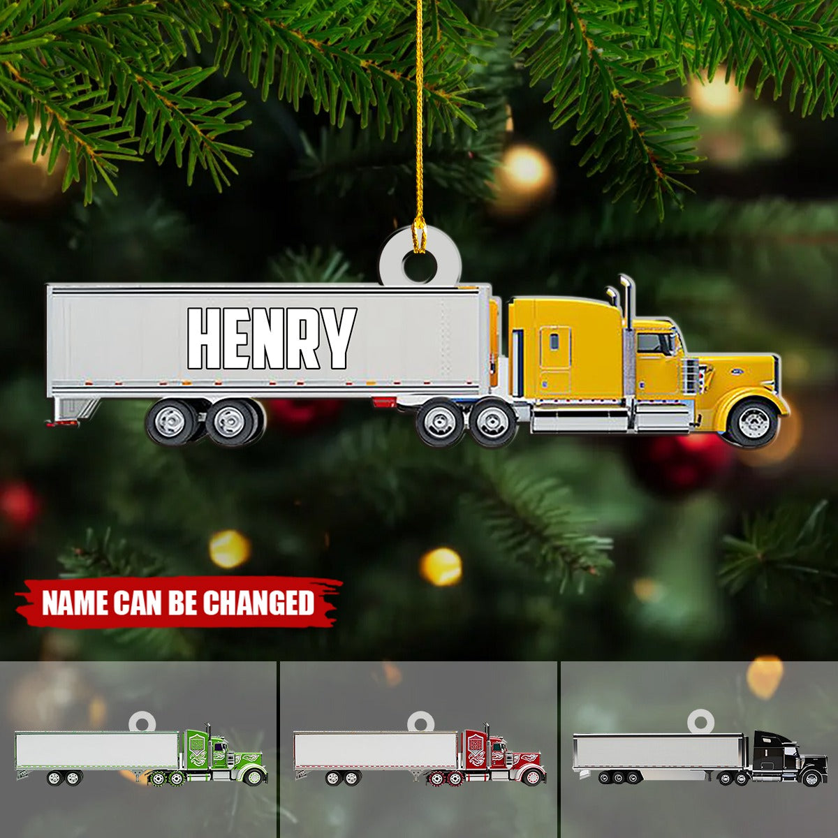 Truck Personalized Christmas Acrylic Ornament - Gift For Grandkids, Kid, Trucker