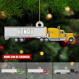 Truck Personalized Christmas Acrylic Ornament - Gift For Grandkids, Kid, Trucker