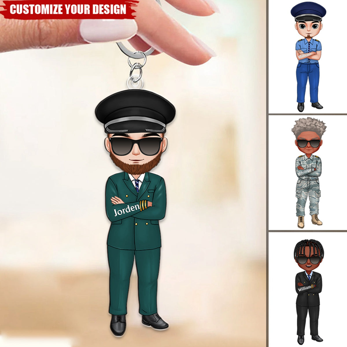 Pilot Man Personalized Acrylic Keychain, Gift For Pilot