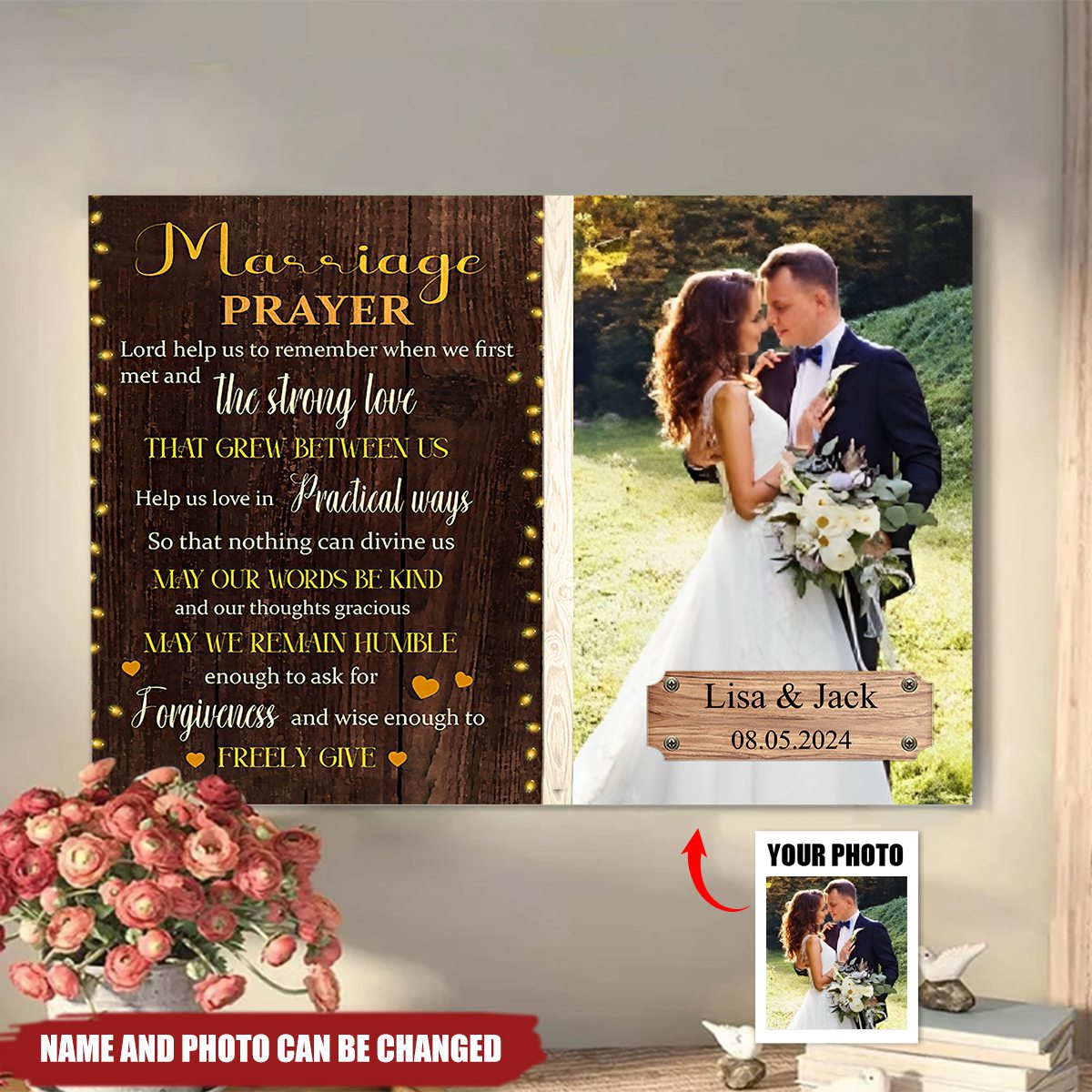 Custom Photo Marriage Prayer Personalized Poster Gifts For Couple