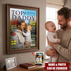 Personalized Daddy Magazine Cover, Gift For Daddy, Custom Daddy Photo Canvas