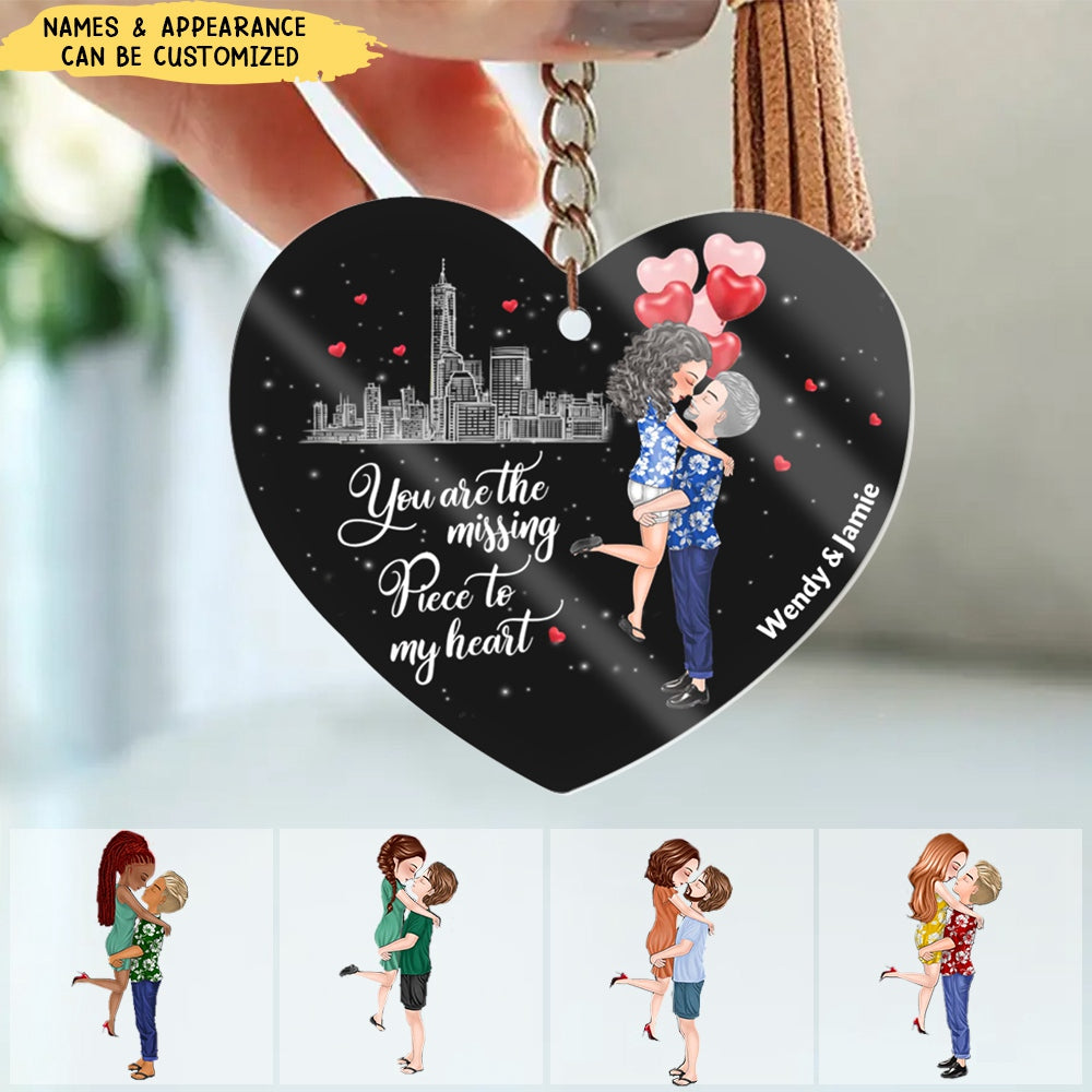 You Are The Missing Piece To My Heart - Personalized Couple Acrylic Keychain - Gift Idea For Couple