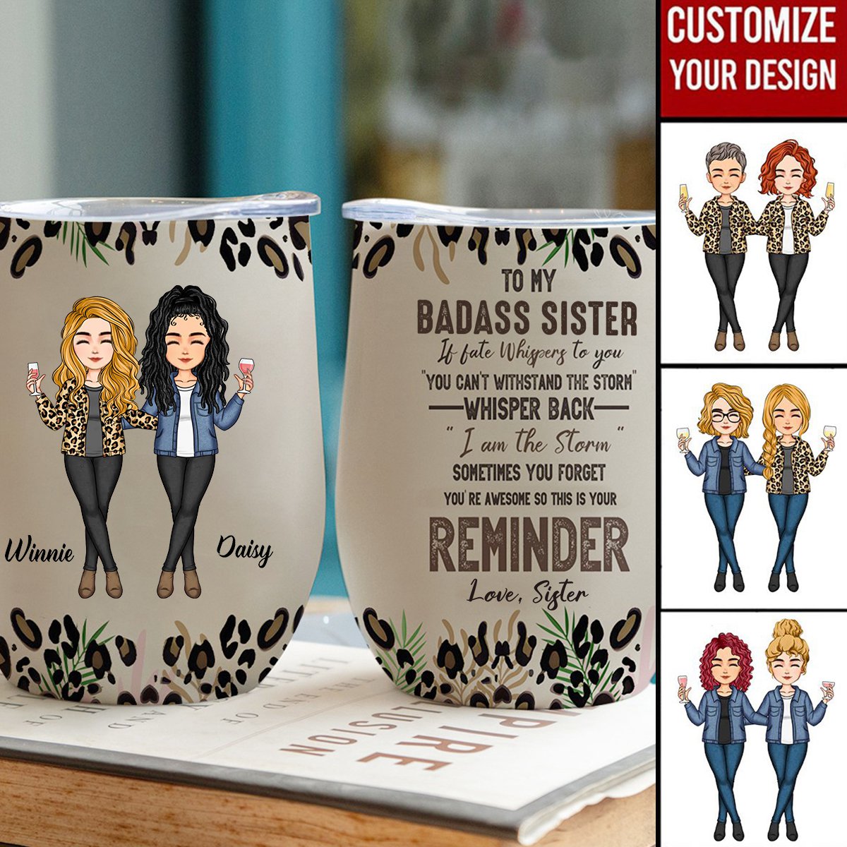 Whisper Back I Am The Storm Personalized Wine Tumbler