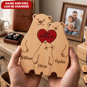 Together Is Our Favorite Place - Personalized Family Wooden Puzzle, Gifts For Dad, Grandpa