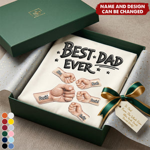 Best Dad Ever Fist Bump - Personalized Shirt For Dad, Grandpa