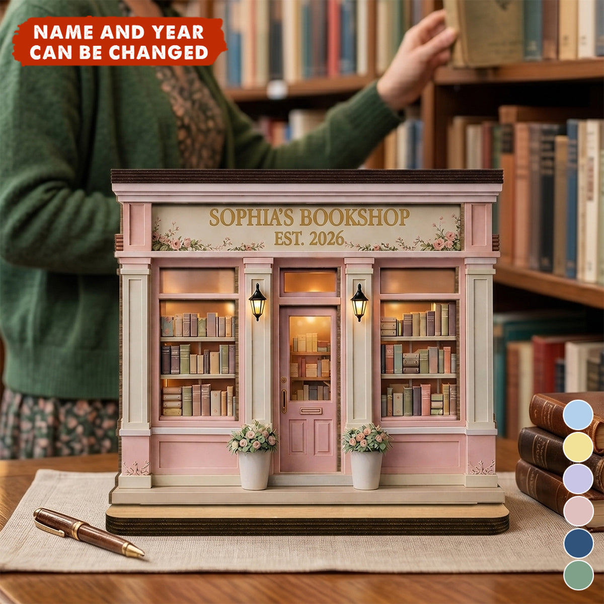 My Bookshop - Personalized 2-Layered Wooden Plaque, Gift For Book Lovers