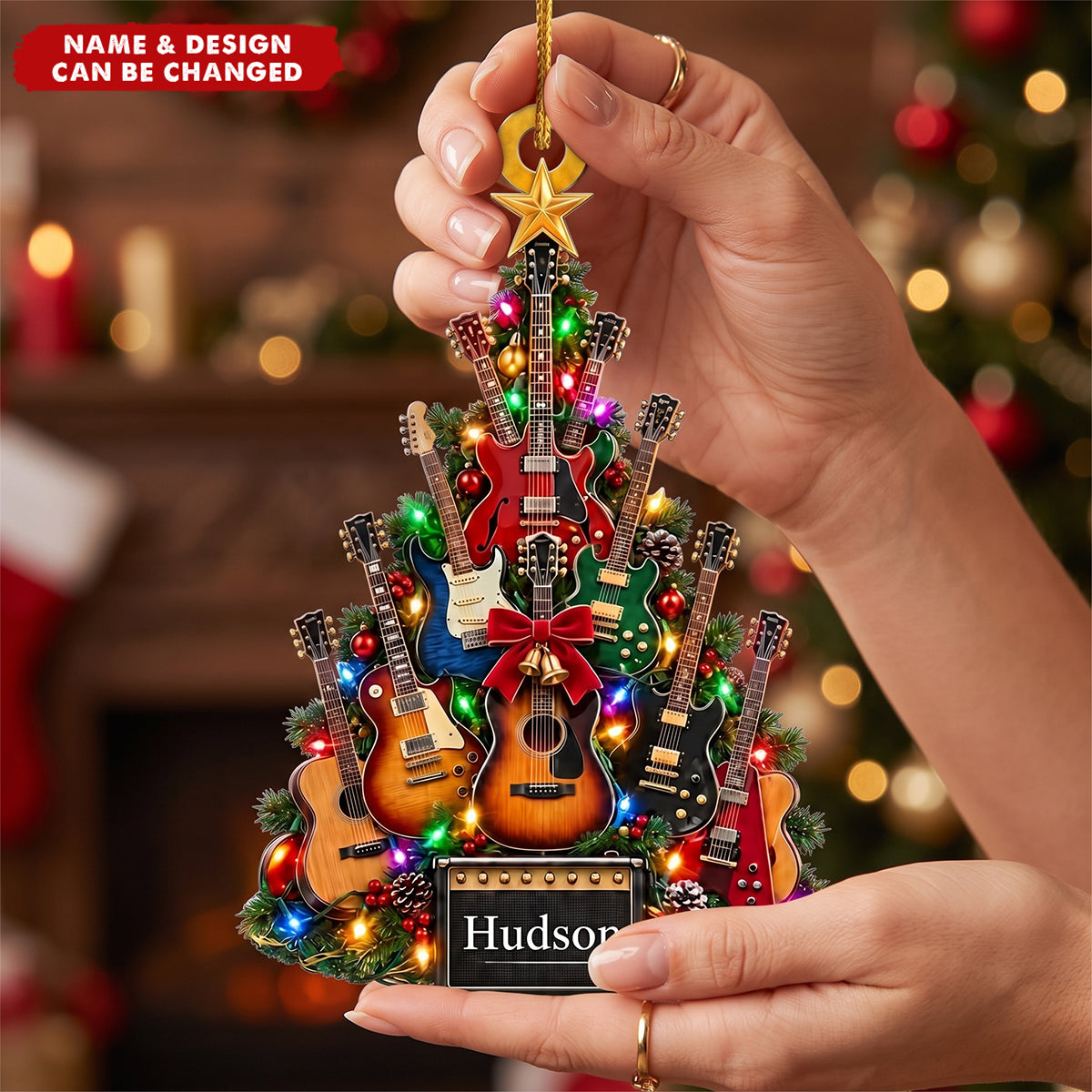 Personalized Guitar Christmas Ornament, Custom Music Keepsake