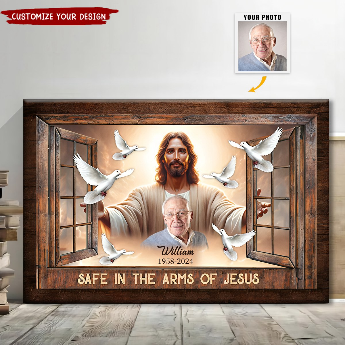 Safe In The Arms Of Jesus - Memorial Gifts - Personalized Poster