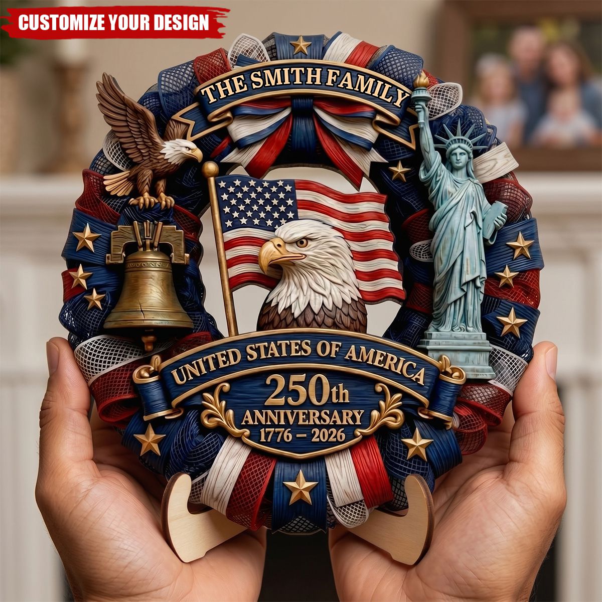 1776-2026 Eagle Liberty Bell - United States 250th Anniversary USA Patriotic Home Wooden Decor