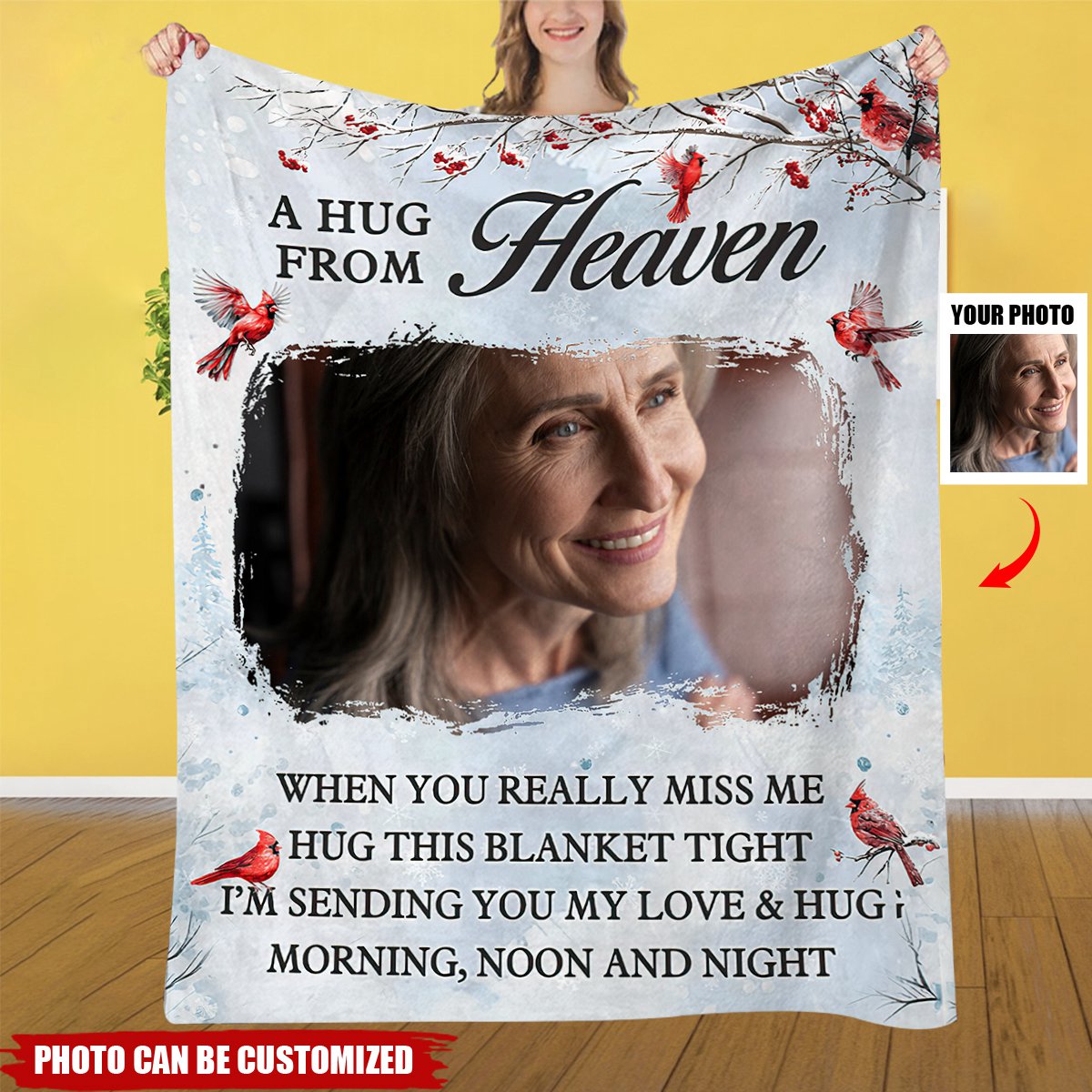 A Hug From Heaven - Memorial Personalized Photo Blanket