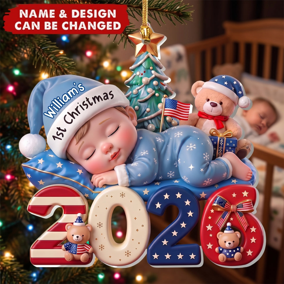 1st Christmas USA - Personalized Acrylic Custom Shape Ornament