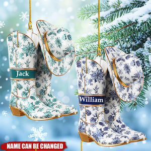 Personalized Gifts For Christmas, Cowboy Cowgirl Toile Custom Shaped Acrylic Ornament