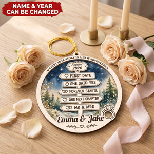 Our Forever Begins - Personalized 2-Layered Wooden Ornament