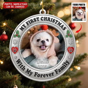 Custom Photo Metal Ornament - Personalized Christmas Birthday Gifts For Dog Cat Lovers