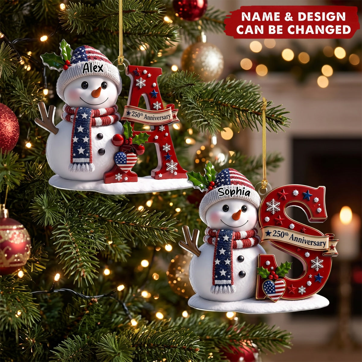 Anniversary Snowman Merry Christmas - Personalized Acrylic Custom Shape Ornament