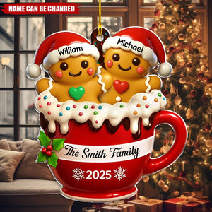Gingerbread Family - Personalized Christmas Acrylic Ornament