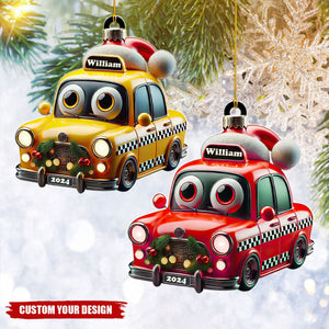 Custom Name and Year Christmas Car Ornament, Custom Christmas Gift