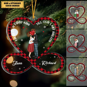 Hugging and Kissing Couples With Infinite Heart - Personalized Acrylic Ornament