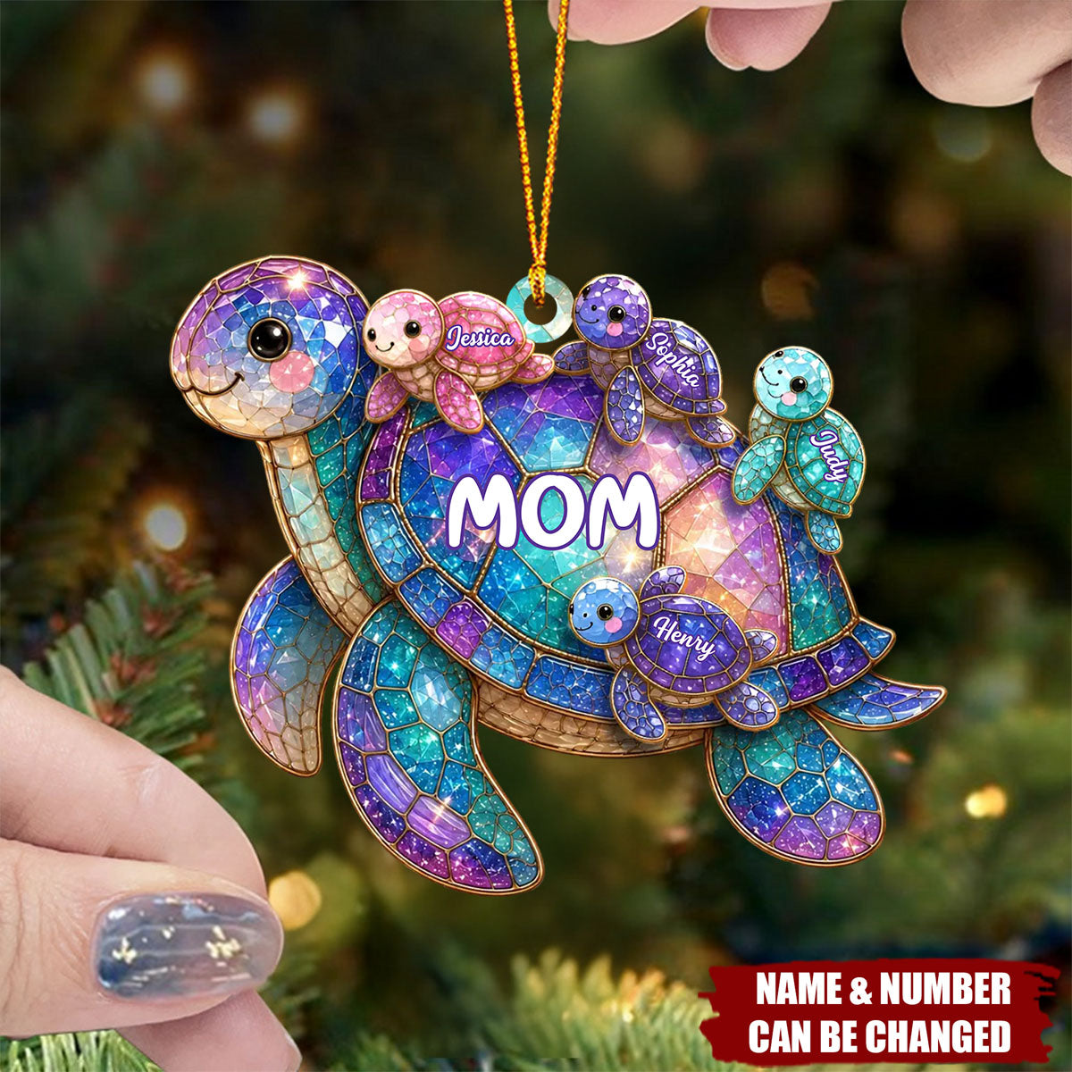 Happy Together Forever Mama Turtle Family - Personalized Acrylic Ornament