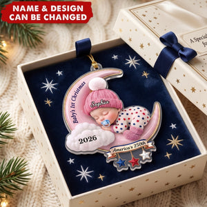 Dreamy Baby on the Moon - Personalized Acrylic Custom Shape Ornament