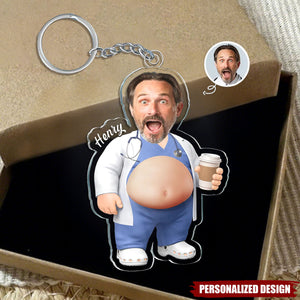 Personalized Photo Doctor Acrylic Keychain - Custom Name Funny Medical Worker Keyring