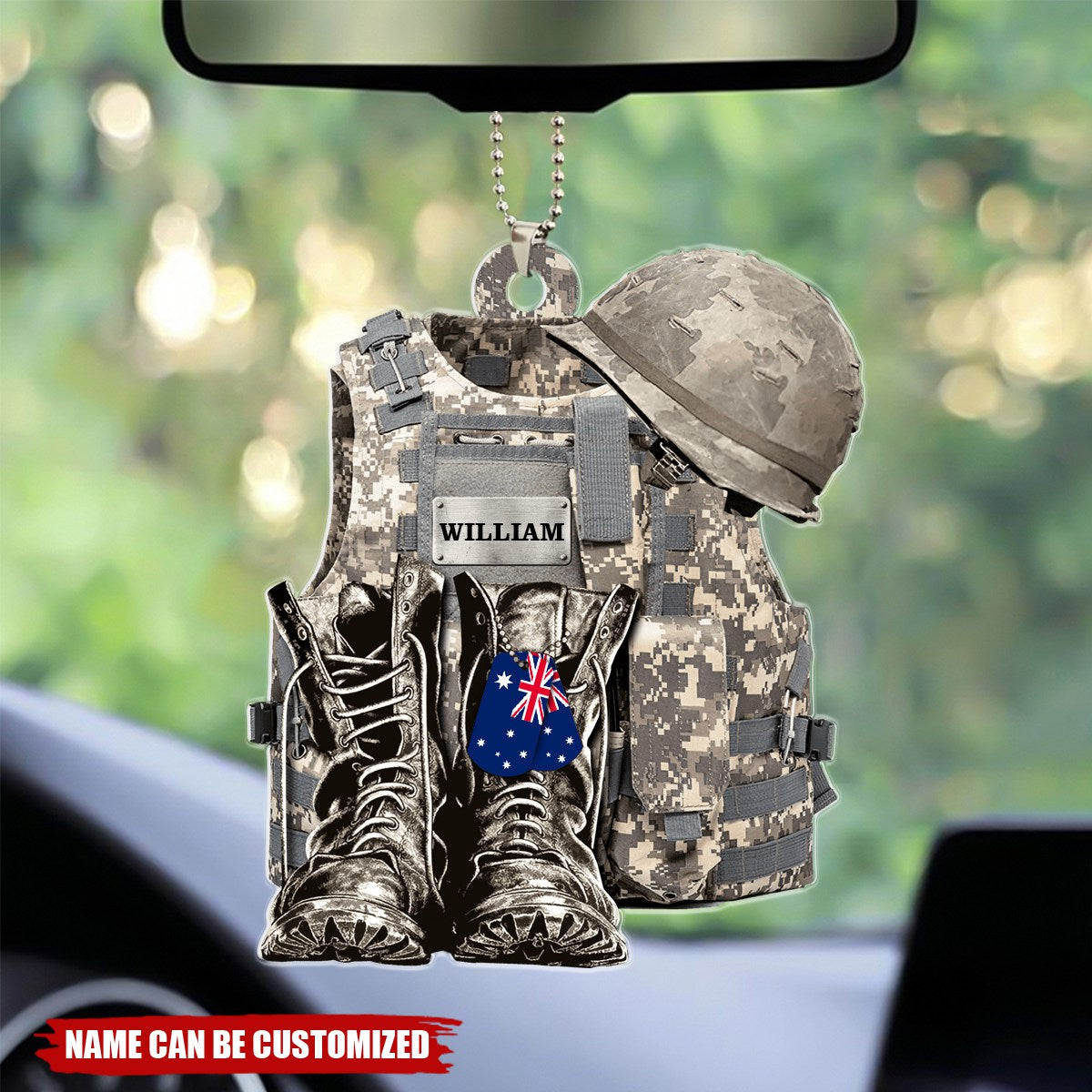 AU NZ Military Uniform Boots & Hat Personalized Acrylic Ornament