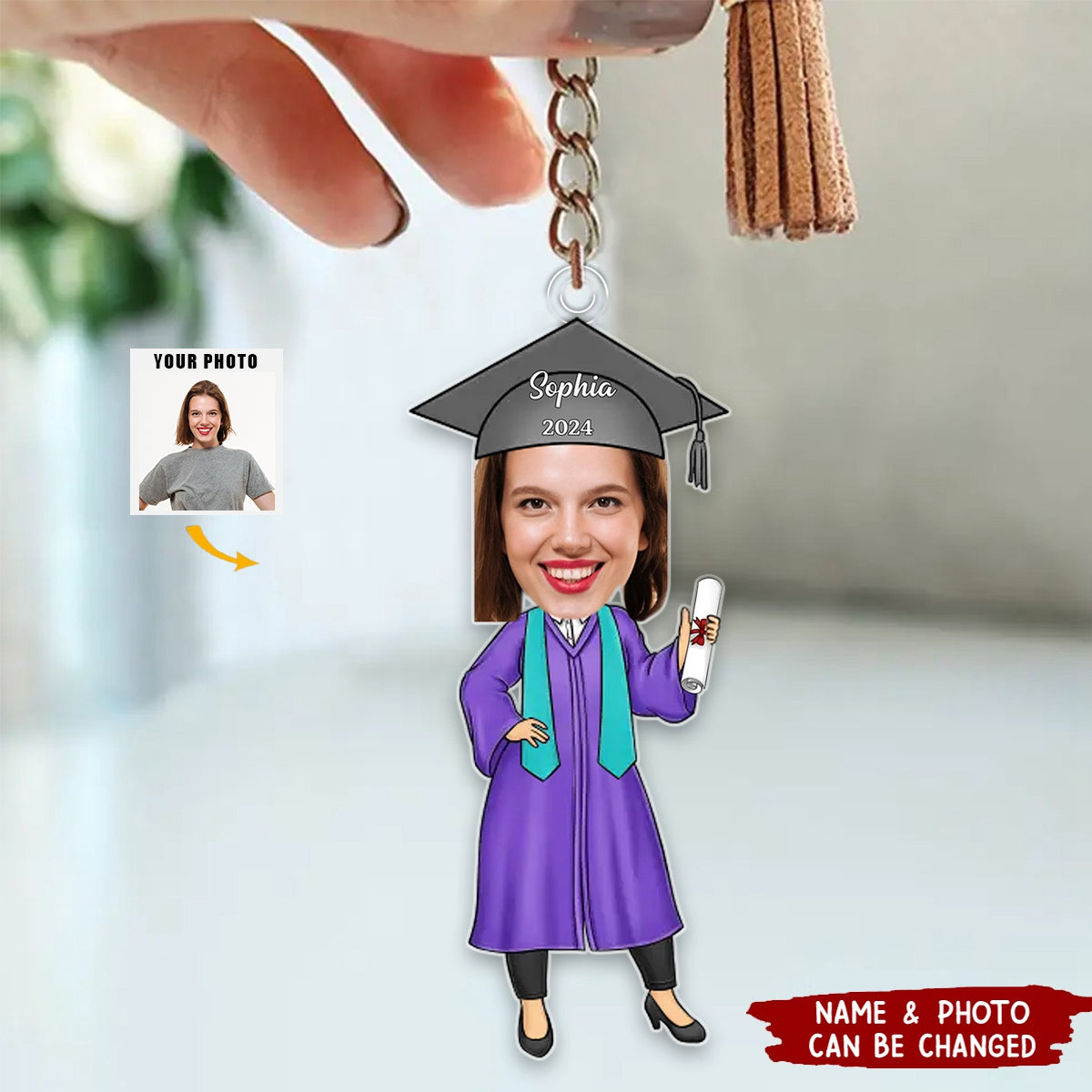 Custom Photo You Believe You Could So You Did - Family Personalized Custom Shaped Acrylic Keychain - Graduation Gift