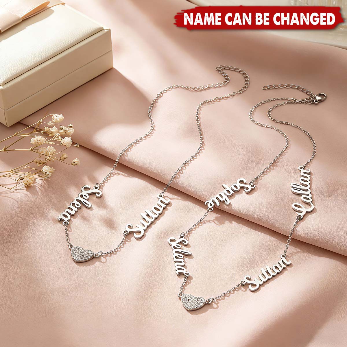 Personalized Name Pendants Pave Zircon Heart Necklace - Valentine's Day, Mother's Day Gift for Women