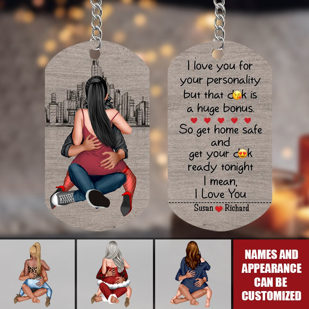 Get Home Safe - Personalized Stainless Steel  Keychain, Valentine's Day Gift Idea For Couple