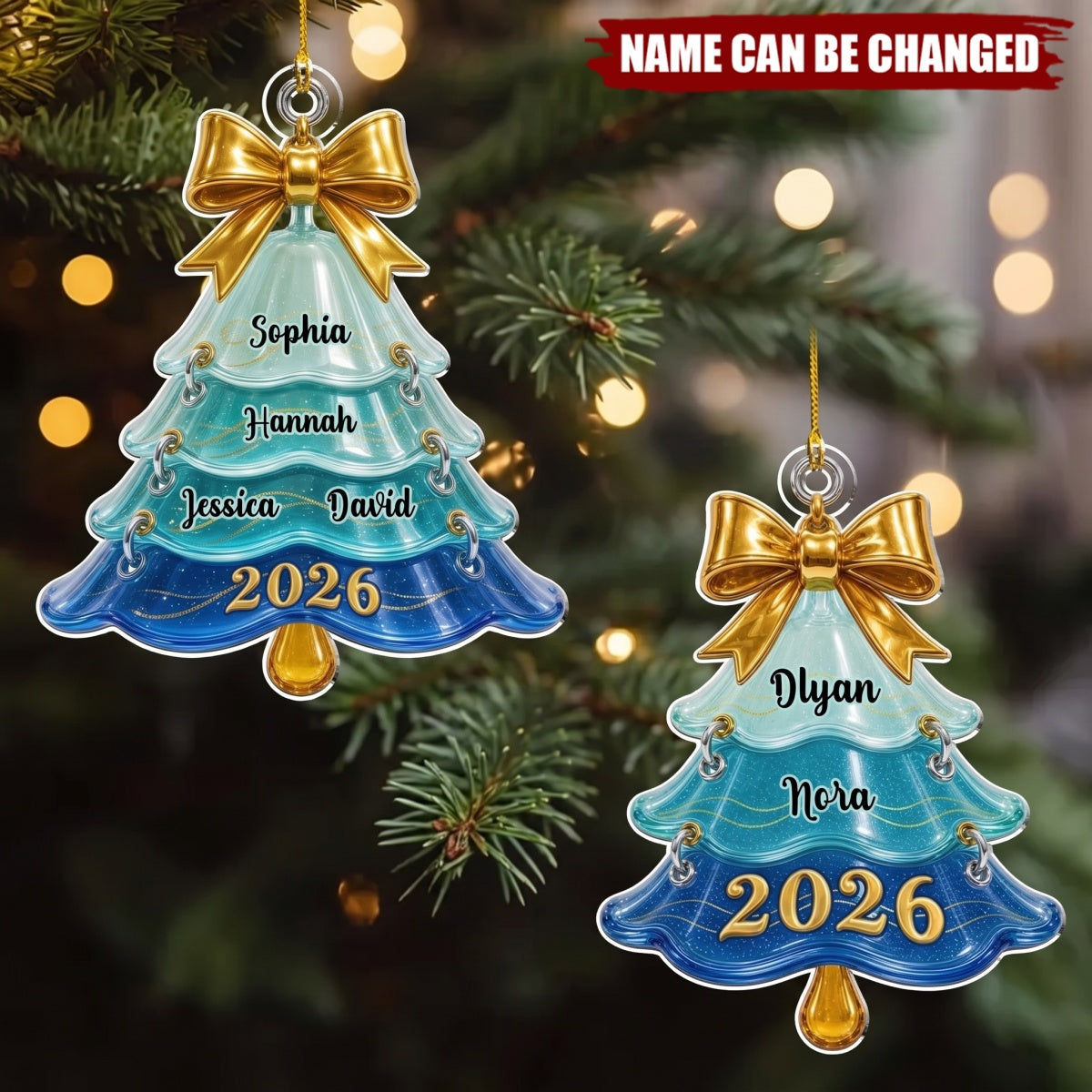Family Christmas Tree - Personalized Acrylic Custom Shape Ornament