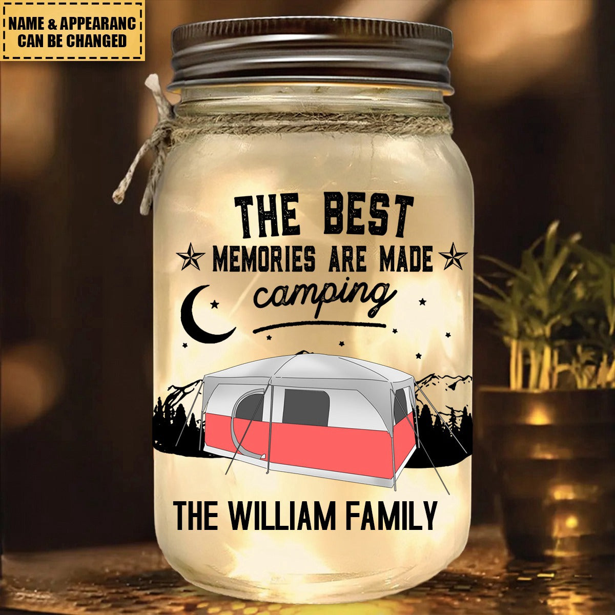 Making Memories One Campsite At A Time - Personalized Mason Jar Light